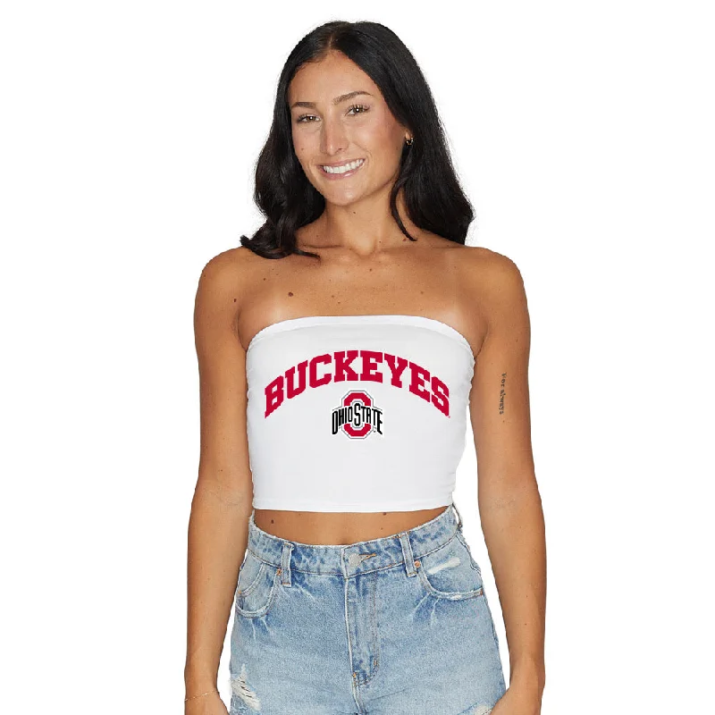 long - length women tube top for a tunic - like lookOhio State OSU Buckeyes White Tube Top