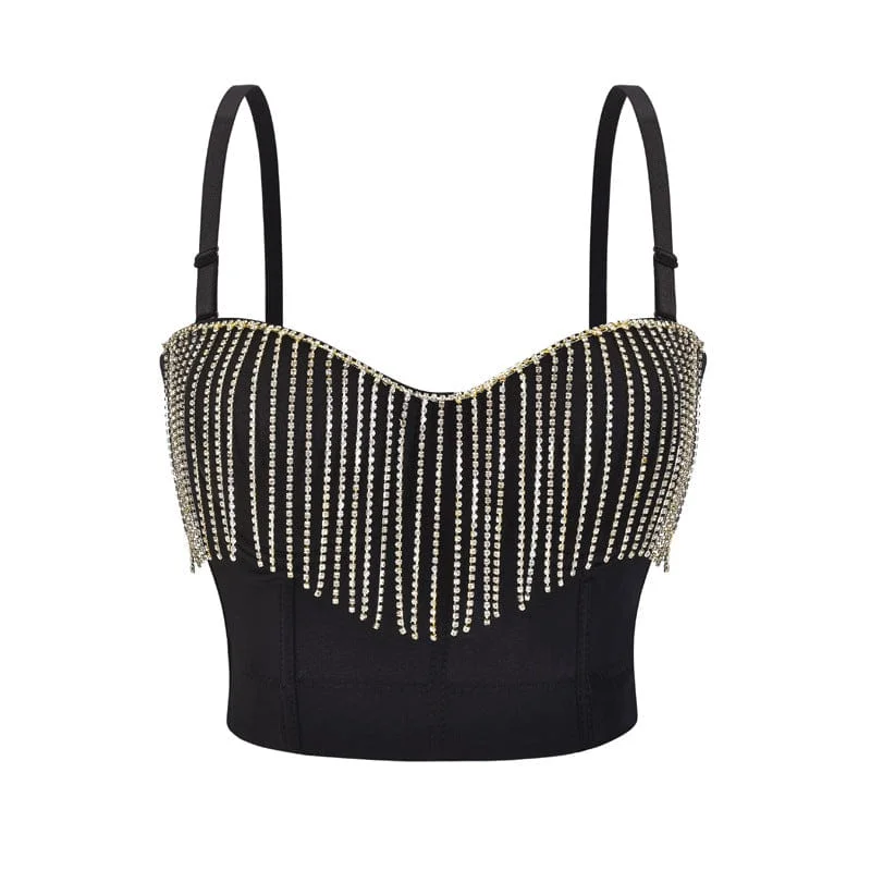 post - pregnancy women bustiers and corsetsWomen's Gothic Rhinestone Tassels Bustier