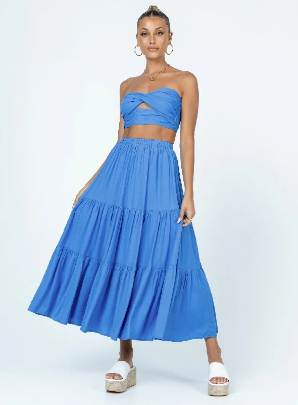 recycled - material women tube top for sustainable fashionAllie Set Blue