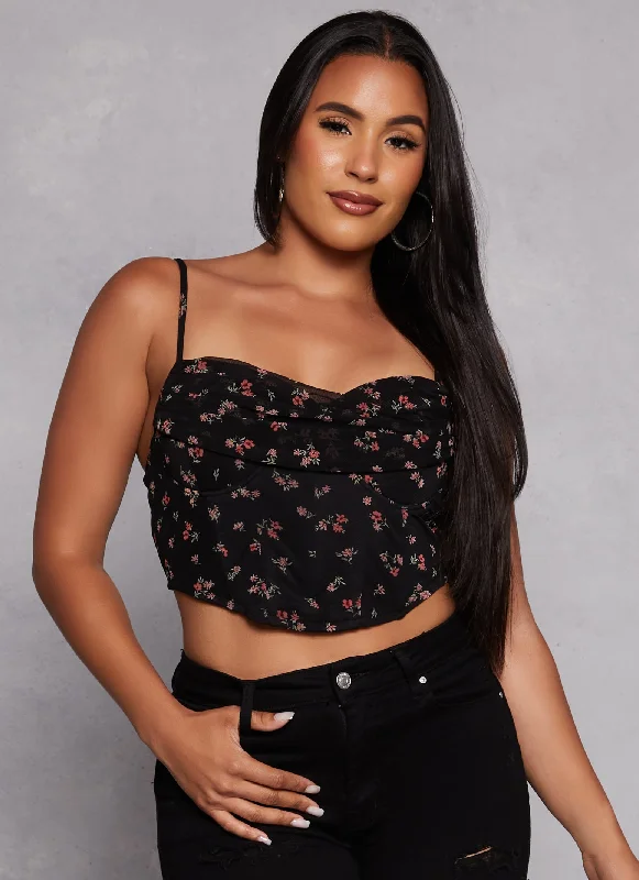 rhinestone embellished women bustiers and corsetsIris Dainty Floral Mesh Bustier Top