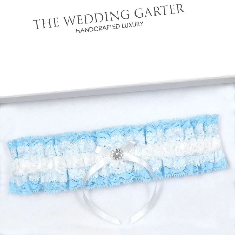 non - stretch women gartersPretty Blue Lace With Ivory Bridal Garter