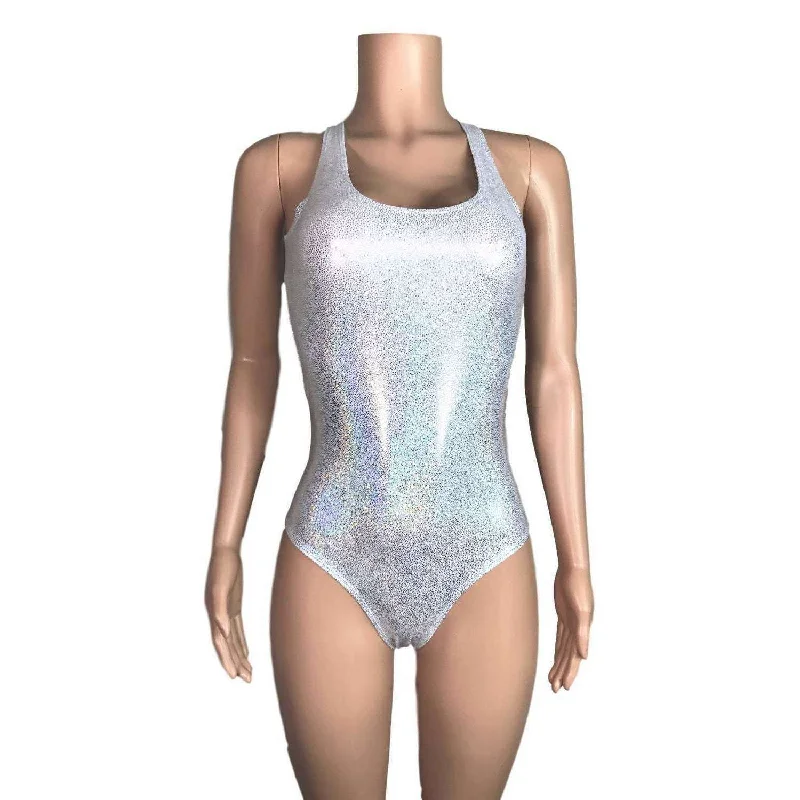 Plus - Size Bodysuits with a Comfortable and Flattering FitBodysuit - Silver Holographic