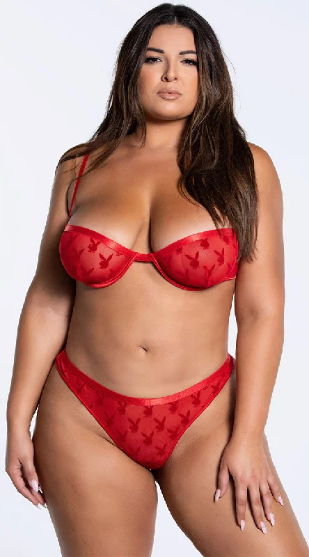 lace balconette bras for a luxurious feelPlayboy Plus Size Some Bunny Special Bra Set