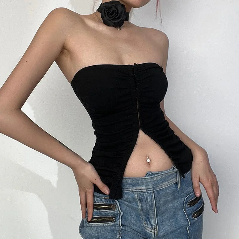 burlesque women bustiers and corsetsWomen's Punk Ruched Bustier with Rose Neckwear