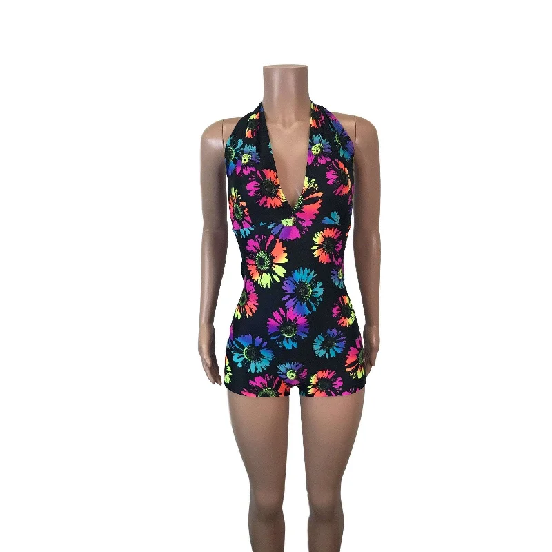 Thermal Bodysuits for Extra Warmth in WinterSALE - Halter Romper - Electric Daisy Neon