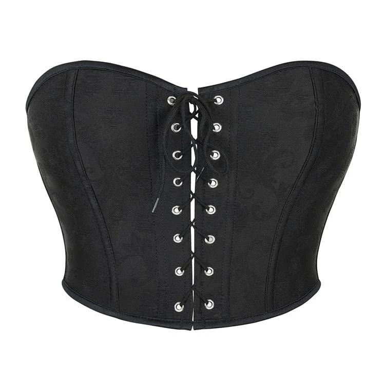 mesh women bustiers and corsetsWomen's Gothic Solid Color Lace-up Bustier