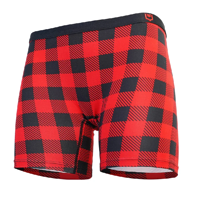 women boyshort made of organic cottonSHEATH Women's Bamboo Plaid Long Leg Boxer Brief
