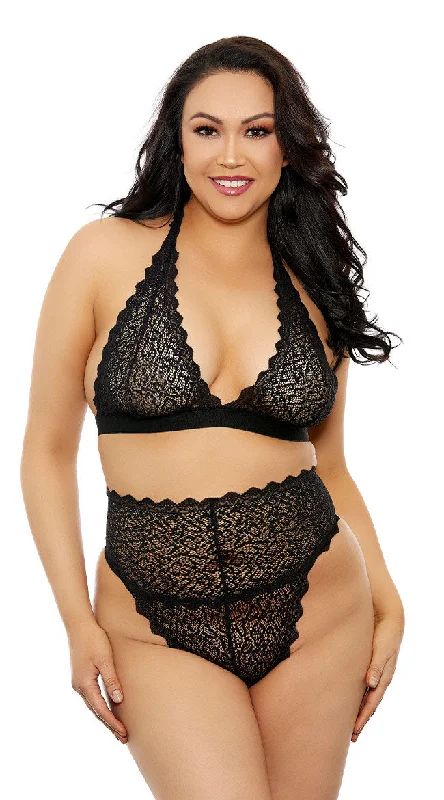 minimizer plus size bras for curvy figuresPlus Size Comfy High Waisted Lace Bra Set