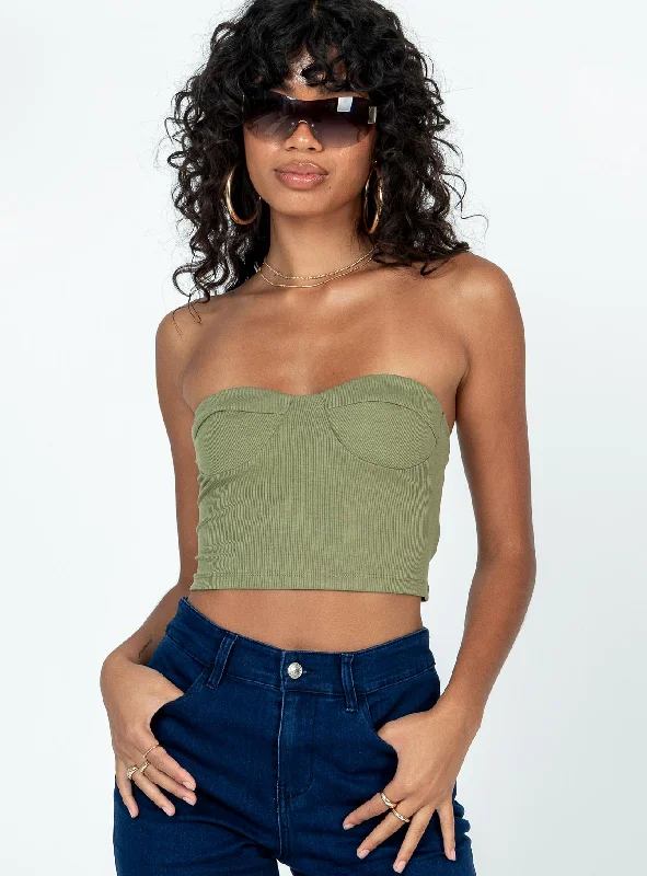 bandeau - style women tube top for a sleek and minimal lookHenney Strapless Top Khaki