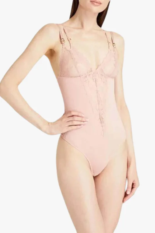 Long - Sleeve Bodysuits for Cold Weather LayeringJersey Lace High Leg Thong BodySuit