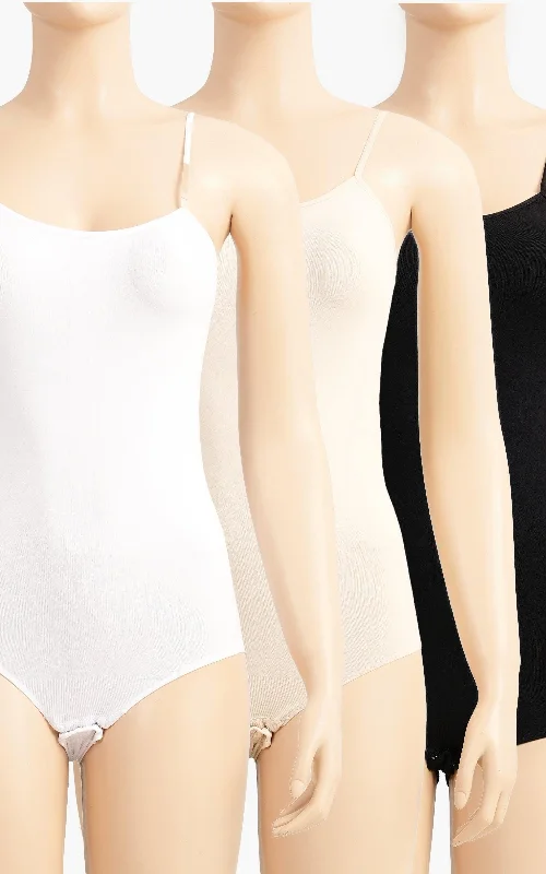 Compression Bodysuits for Post - Workout RecoveryPack of 3 Microfiber Cami Bodysuit