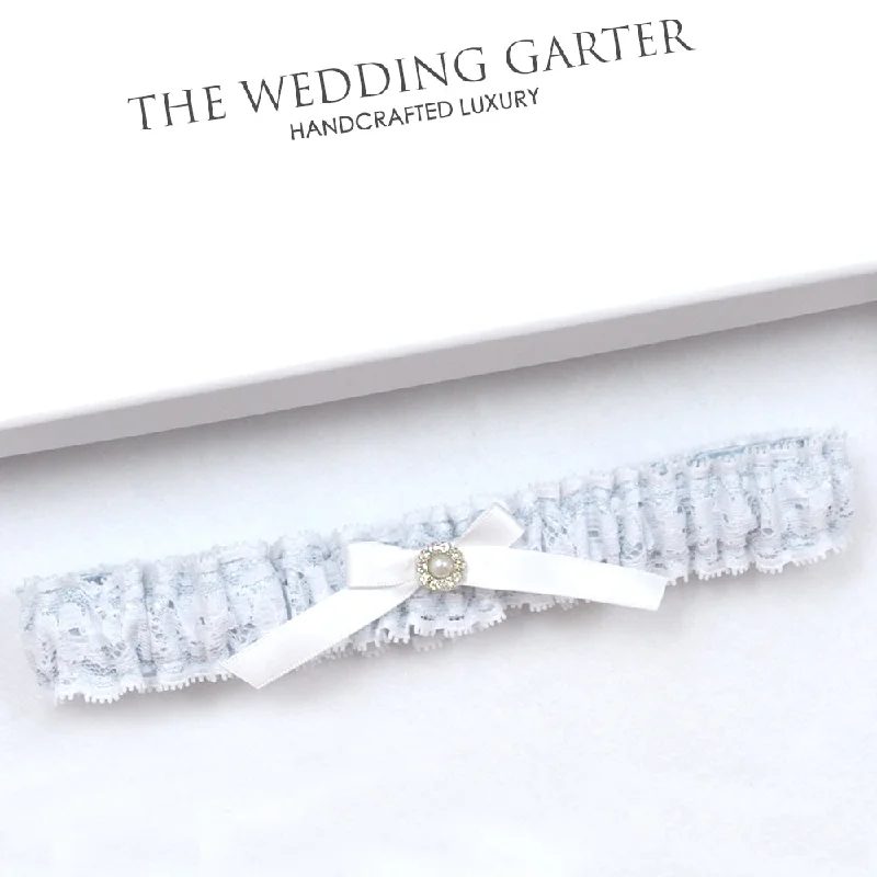 see - through women garters for allureAgatha Blue Silk and White Lace Bridal Garter For Wedding