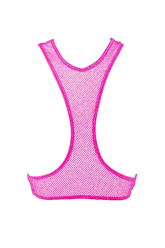 women camisoles & tanks for layering under sweatersFishnet Overlay cut-out Camisole / Stretch Fishnet top / NEON PINK
