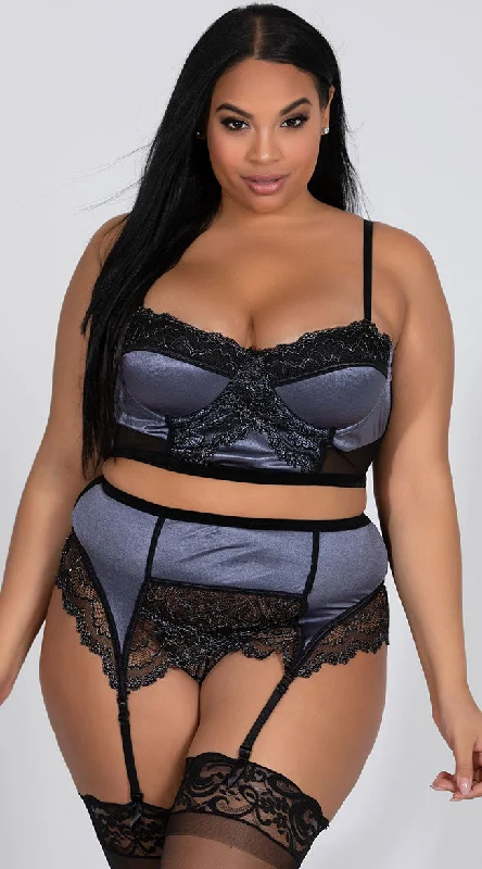 moisture wicking sleep bras for hot sleepersPlus Size Romantic High Waisted Lace Bra Set