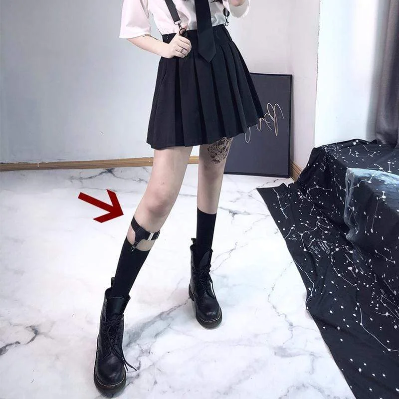 machine made women gartersWomen's Gothic Faux Leather Calf Leg Rings