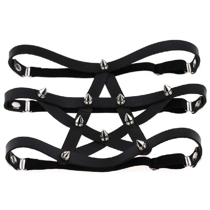 opaque women garters for modestyWomen's Pentagram PU Leather Leg Ring Garter