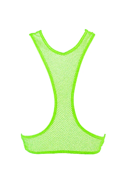 women camisoles & tanks for beach cover - upsFishnet Overlay cut-out Camisole / Stretch Fishnet top / NEON LIME