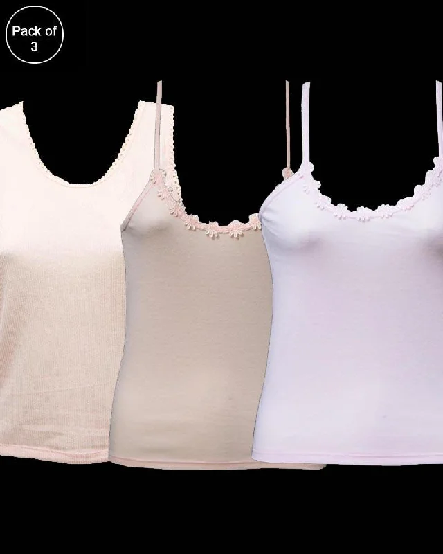 women camisoles & tanks for cycling and runningPack of 3 Teen Age Camisole For Ladies - Mix Colors