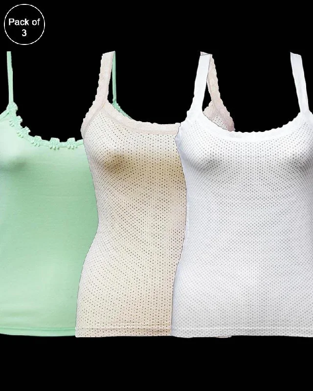 built - in bra women camisoles & tanks for conveniencePack of 3 Teen Age Camisole For Ladies - Mix Colors