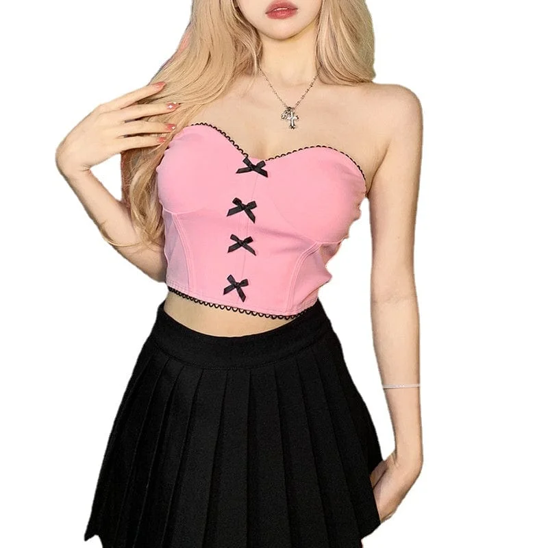 leather women bustiers and corsetsWomen's Grunge Bowknot Bustier