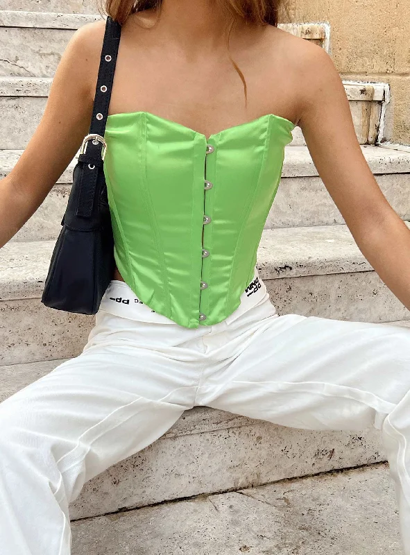 sheer women tube top for a see - through and alluring styleIn The Moment Strapless Top Green