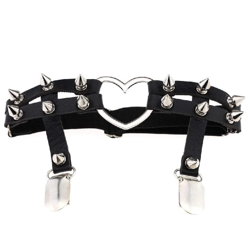 one - size - fits - most women gartersWomen's Punk Rivet Heart PU Leather Leg Ring Garter one - size - fits - most women gartersWomen's Punk Rivet Heart PU Leather Leg Ring Garter