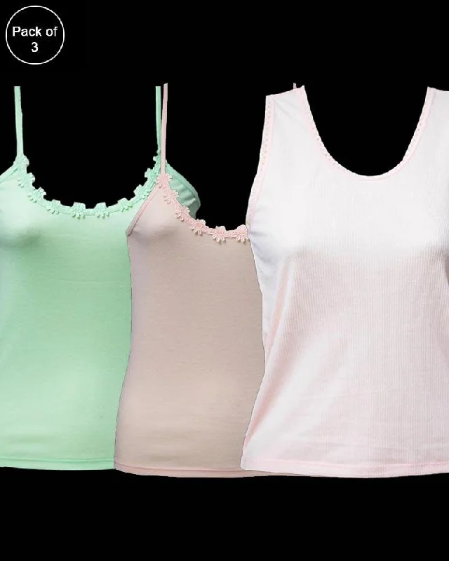 sequin embellished women camisoles & tanks for partiesPack of 3 Teen Age Camisole For Ladies - Mix Colors