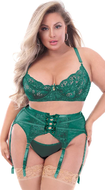 supportive underwire bras for large bustsPlus Size Refined Romance Satin Bra Set