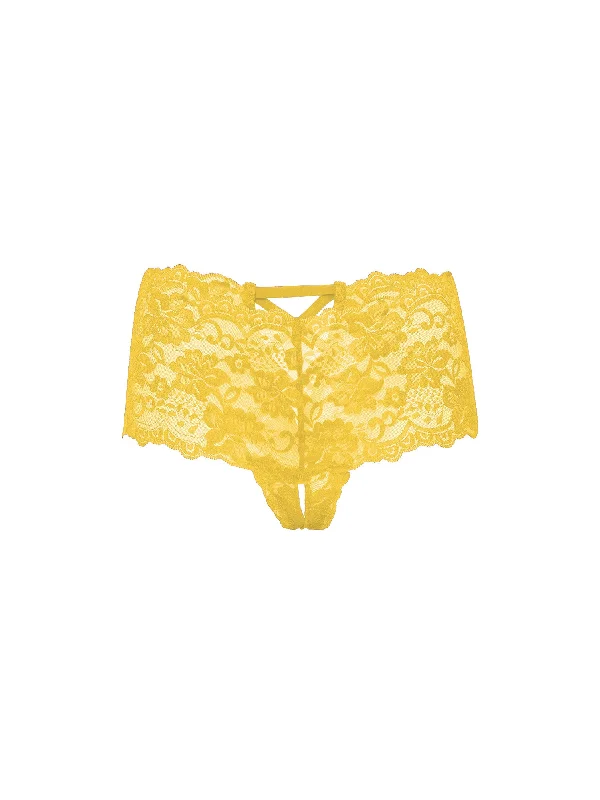 breathable women boyshort for summerCurvy Good Night Kiss Lace Crotchless Boyshort