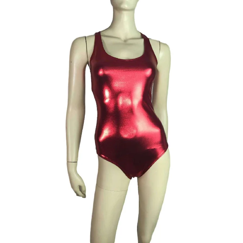 Long - Sleeve Bodysuits for Cold Weather LayeringBodysuit - Red Metallic