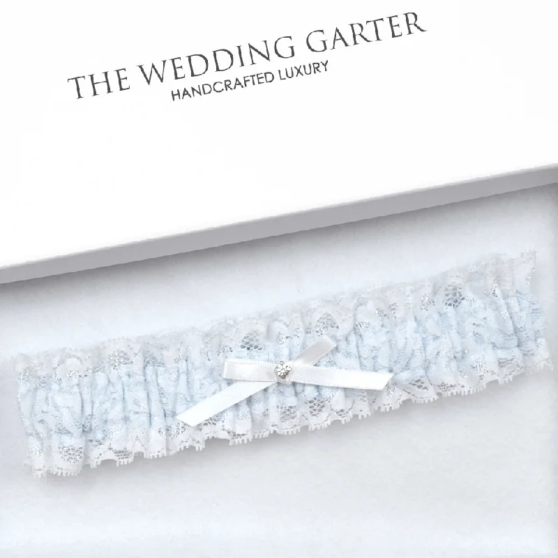 plus size women garters optionsChloe White & Blue Lace Wedding Garter With Rhinestone