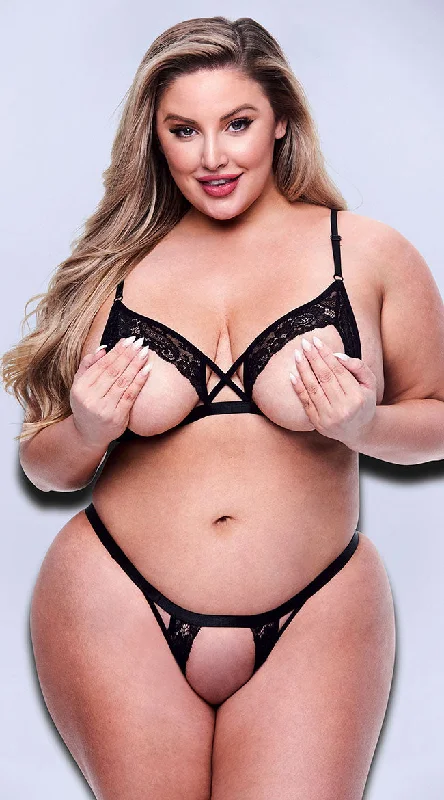 moisture wicking sleep bras for hot sleepersPlus Size Goods On Display Crotchless Bra Set