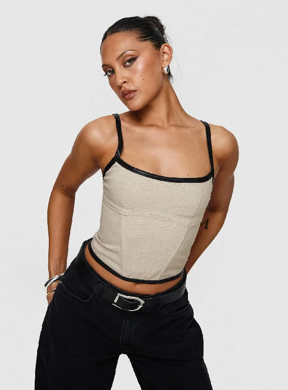 handcrafted women bustiers and corsetsThalorien Top Beige