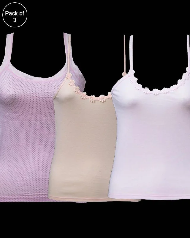 women camisoles & tanks for dance workoutsPack of 3 Teen Age Camisole For Ladies - Mix Colors