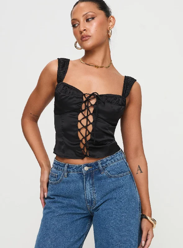 printed women bustiers and corsets patternsArvelin Corset Top Black