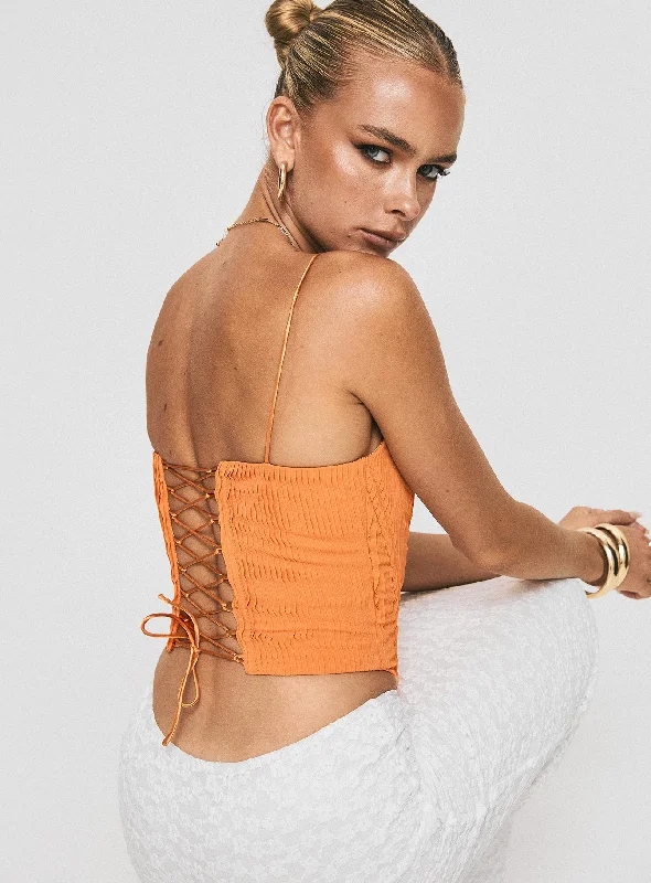 Victorian style women bustiers and corsetsDaintree Plisse Corset Orange