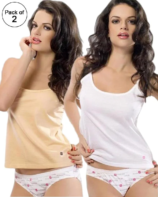 silk women camisoles & tanks for luxury feelPack of 2 - Valentine Secret White Camisole 5001