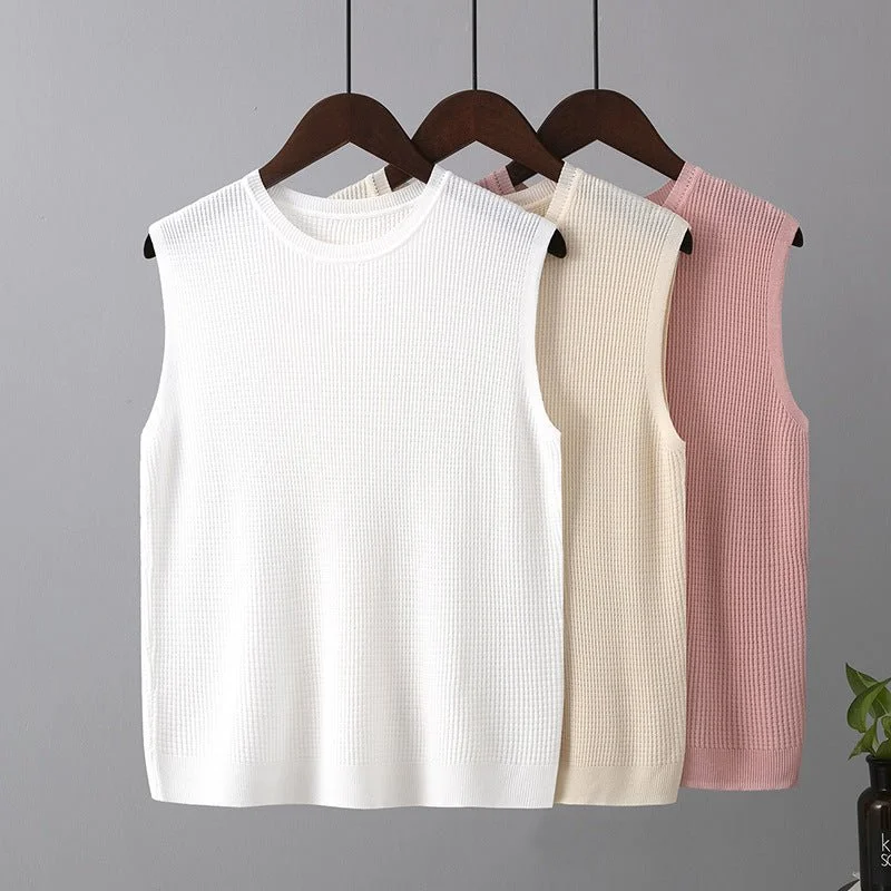 women camisoles & tanks for bridal showersIce silk camisole vest for sleeveless wide shoulder inner wear bottom knitted round neck top