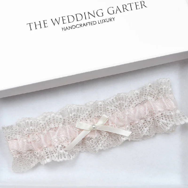 vintage style women gartersDela Pink & Nude Lace Wedding Garter Vintage Style