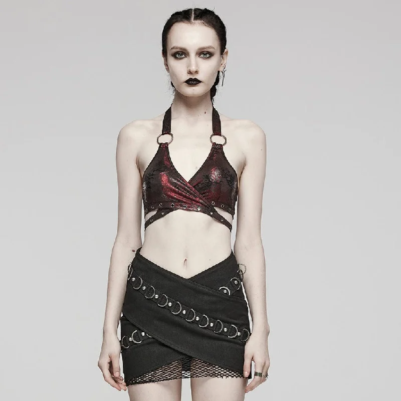 breathable women bustiers and corsets materialsWomen's Punk Ring Eyelet Halter Bustier Maroon breathable women bustiers and corsets materialsWomen's Punk Ring Eyelet Halter Bustier Maroon