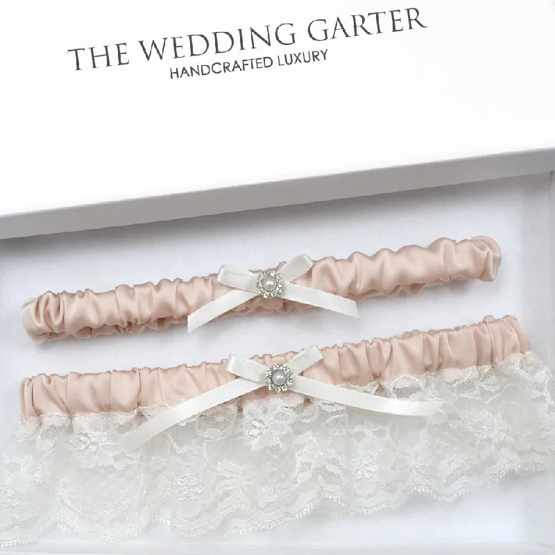 strapless women garters stylesElsa Lace & Satin Vintage Wedding Garter Set Online