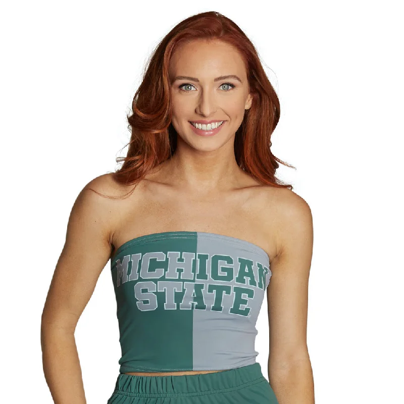 recycled - material women tube top for sustainable fashionMichigan State Two Tone Tube Top