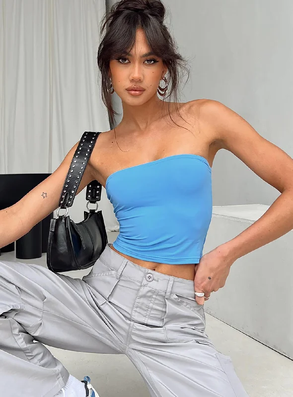bandeau - style women tube top for a sleek and minimal lookTomlin Top Blue