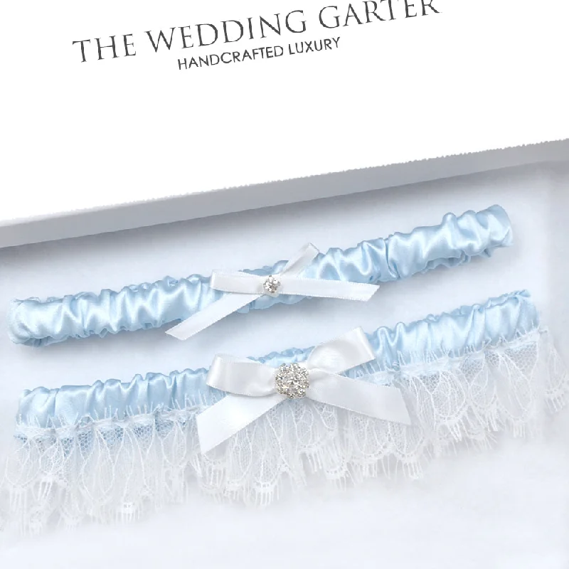 lace trimmed women gartersPenelope Blue Wedding Garter Set For Something Blue