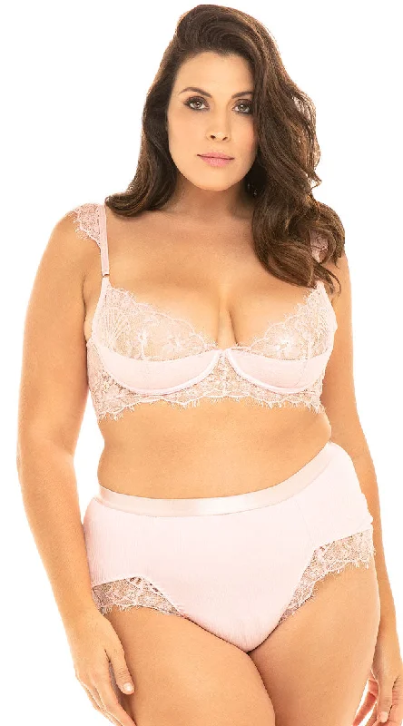 full cup nursing bras for better milk flowPlus Size Maria Eyelash Lace Bra Set