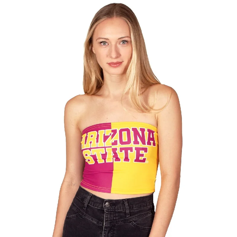 ruffled women tube top for a feminine and flirty lookArizona State ASU Two Tone Tube Top