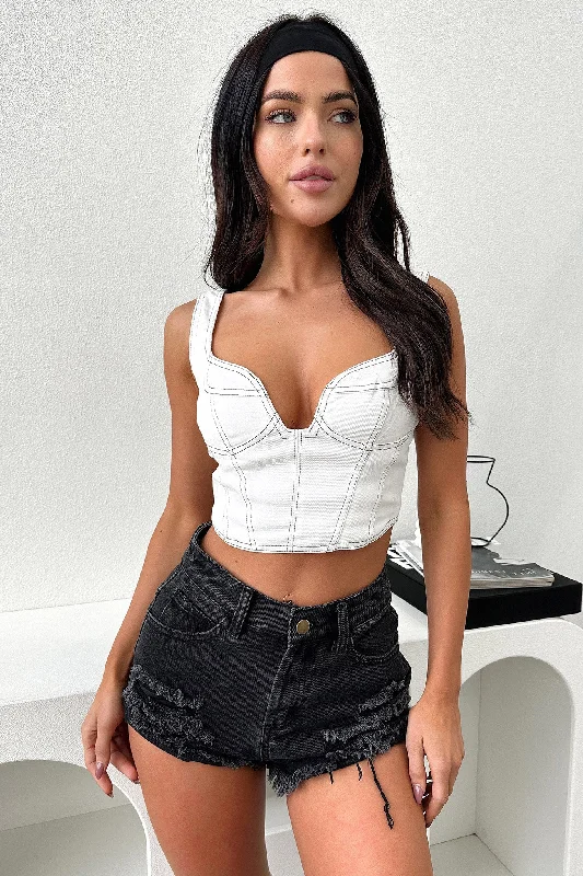luxury women bustiers and corsets brandsToby Crop - White