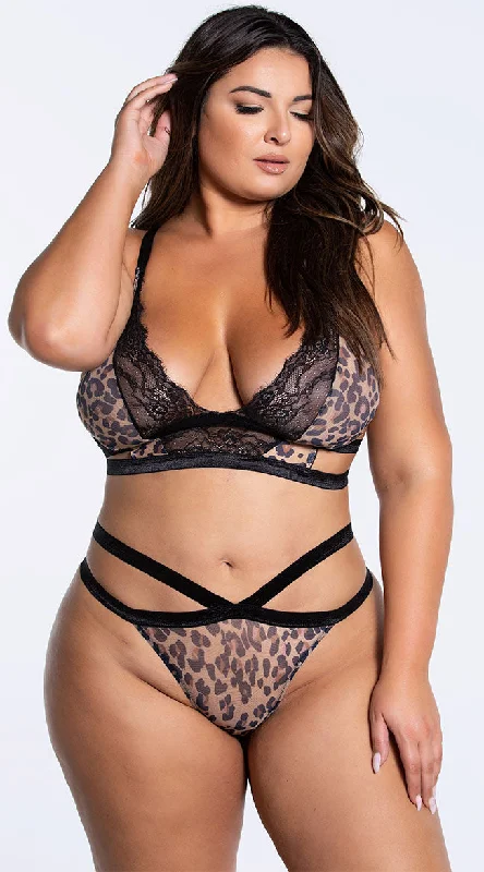 full cup padded bras for enhanced shapePlus Size Cheetah Gal Bra Set