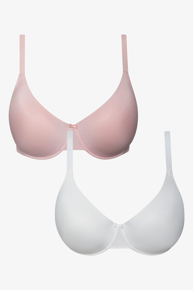 minimizer underwire bras for more control2 Pack Smooth T-Shirt Bras Pink & White