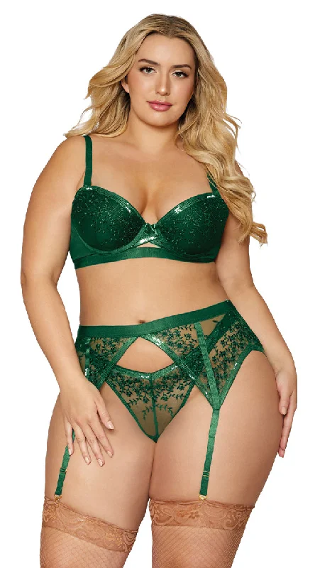 padded bras for added volumePlus Size Garden of Evergreen Bra Set